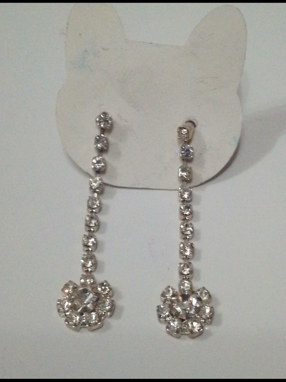 Crystal Drop Dangle Earrings - Silver Tone